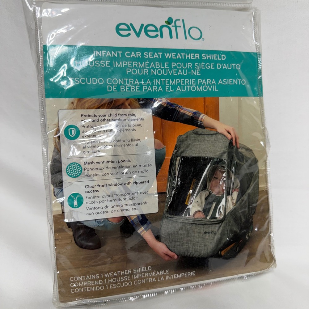 Evenflo Infant Car Seat Weather Shield Gray Melange 630421 Rain Wind Cover New